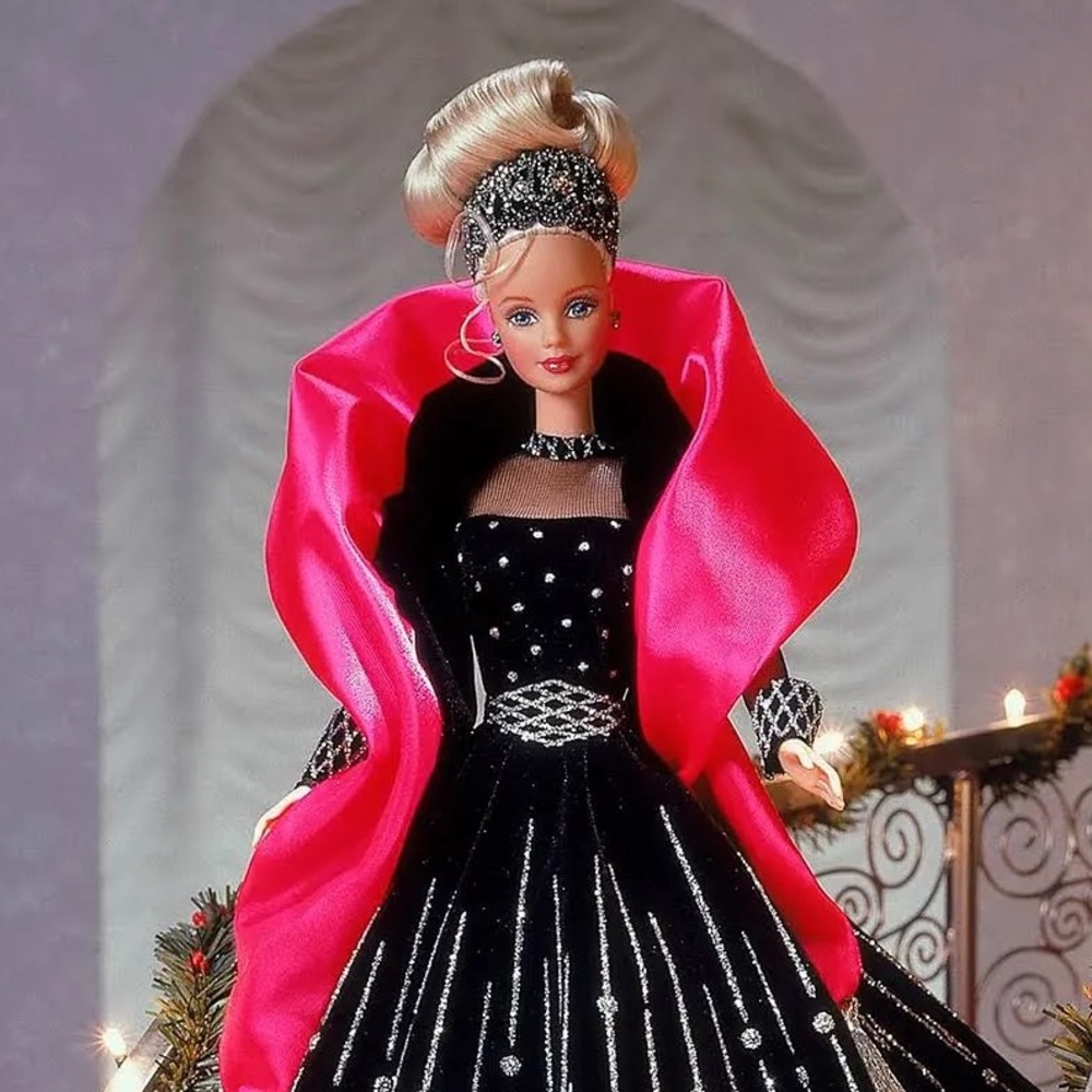 Happy Holiday Barbie in Vibrant Pink and Elegant Black Dress